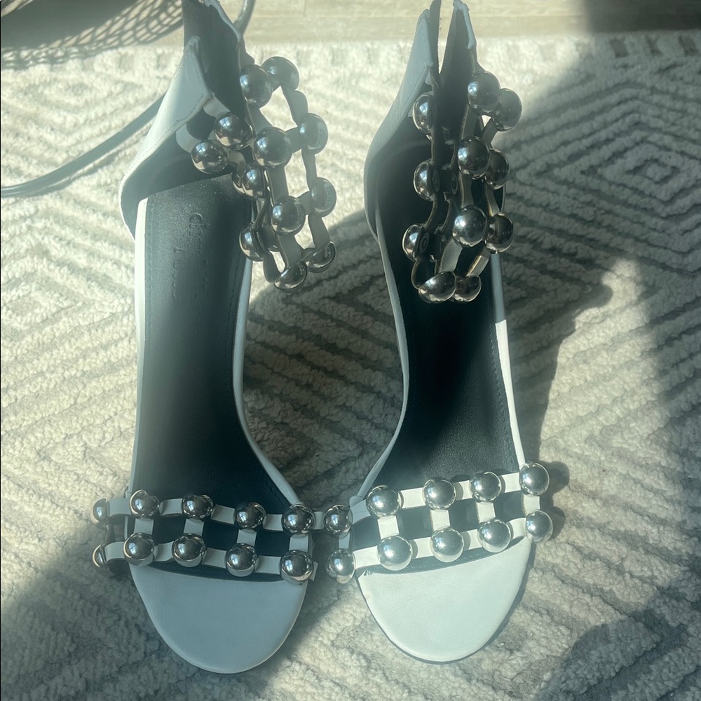 Charlotte Russe Black and White Heels with Silver Accents